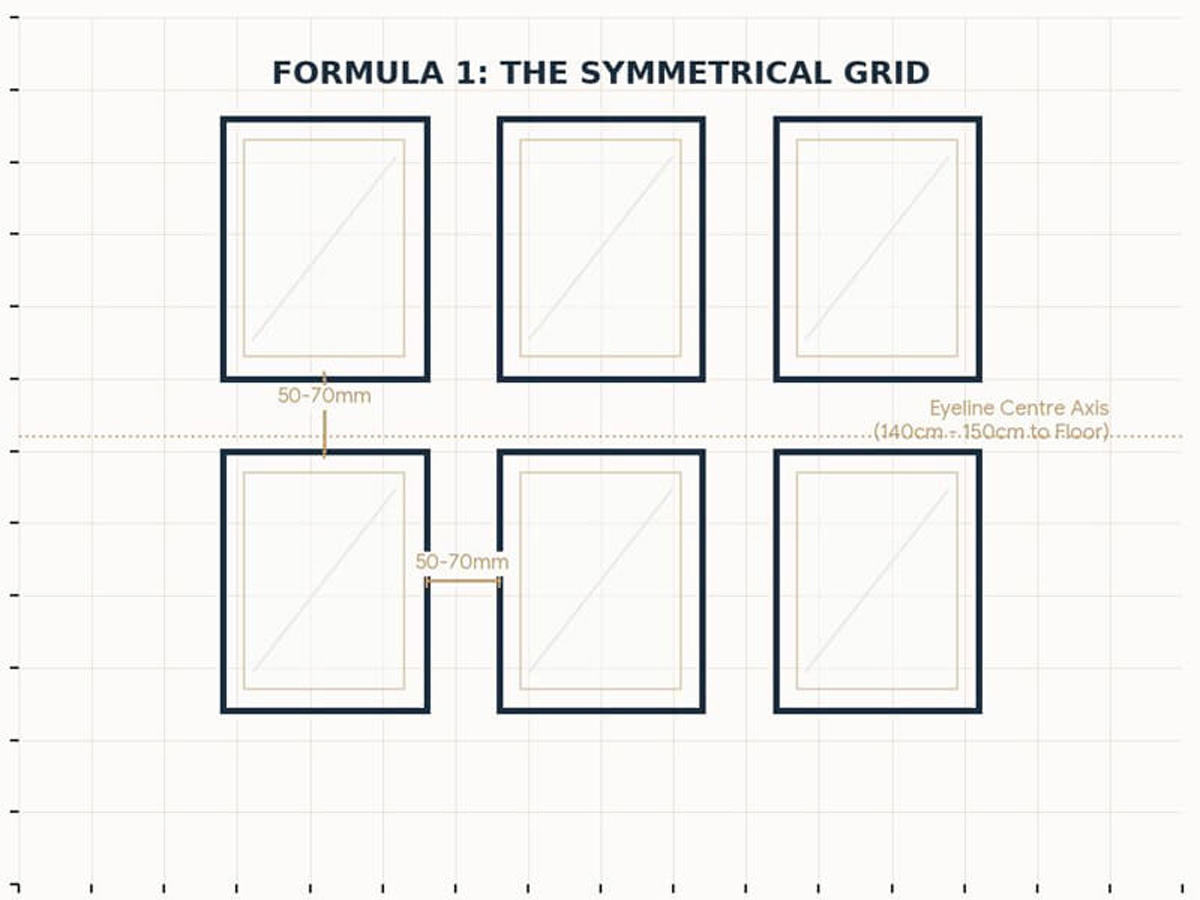 Symmetrical gallery wall Gallery wall with symmetrical layout