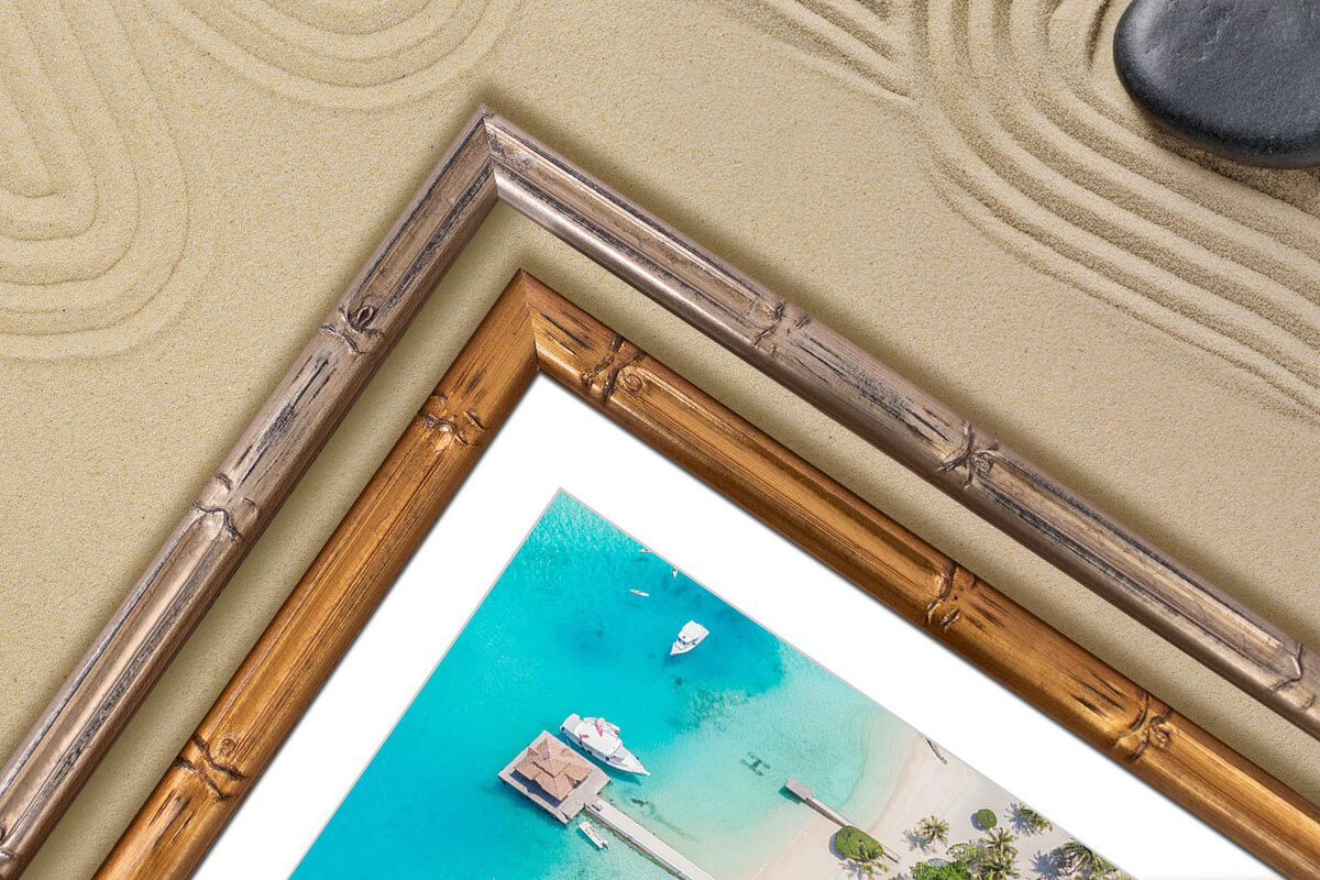 Gold and silver bamboo picture frames