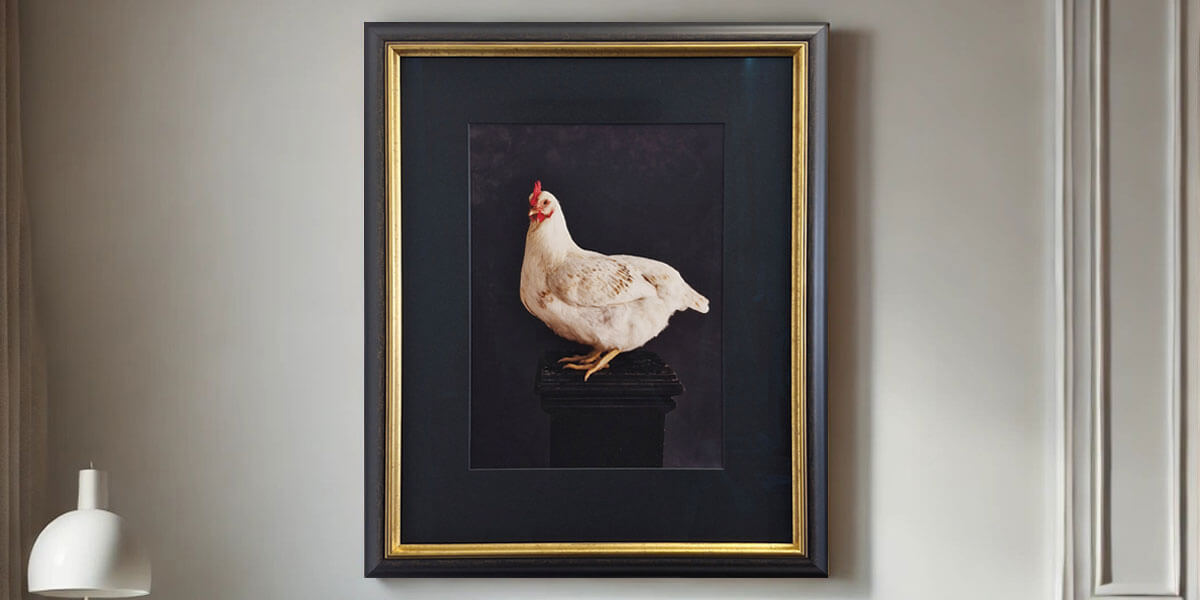 Customer framing chicken picture