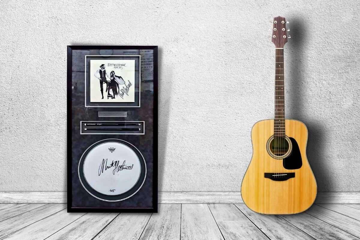 framed music memorabilia