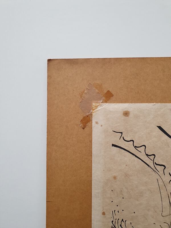 Hinged artwork with old cellotape