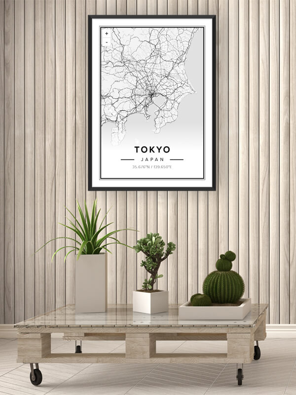 Travel poster of Tokyo map framed decor