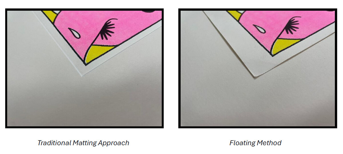 Traditional vs floating matboards Floating matboard