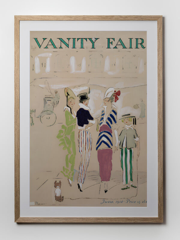 Vintage vanity fair June 1914 magazine framed in oak picture frame