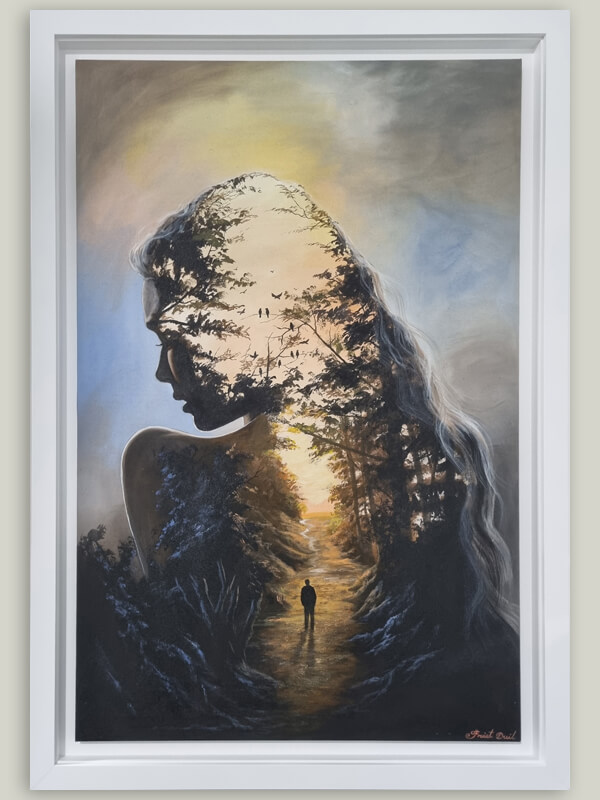 Double float frame on bali canvas art